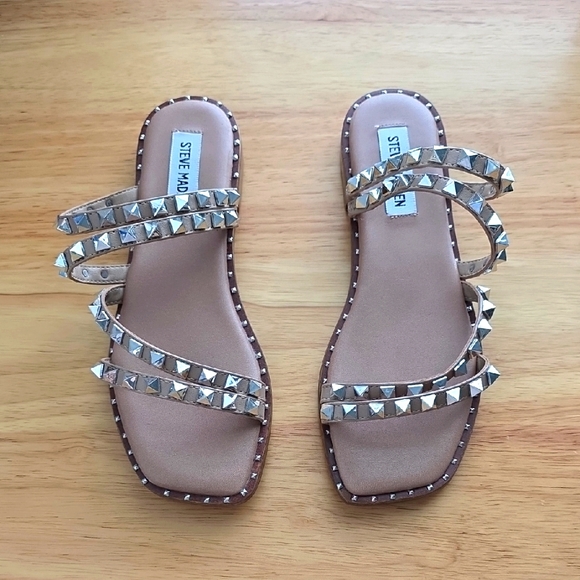 Steve Madden Skyler Tan Gladiator Sandals with Studded Straps 6.5 - Picture 1 of 5